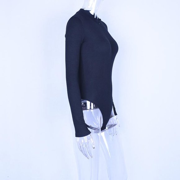 Long Sleeve Women Front or Back Zipper Bodysuit - Picture 4 of 7
